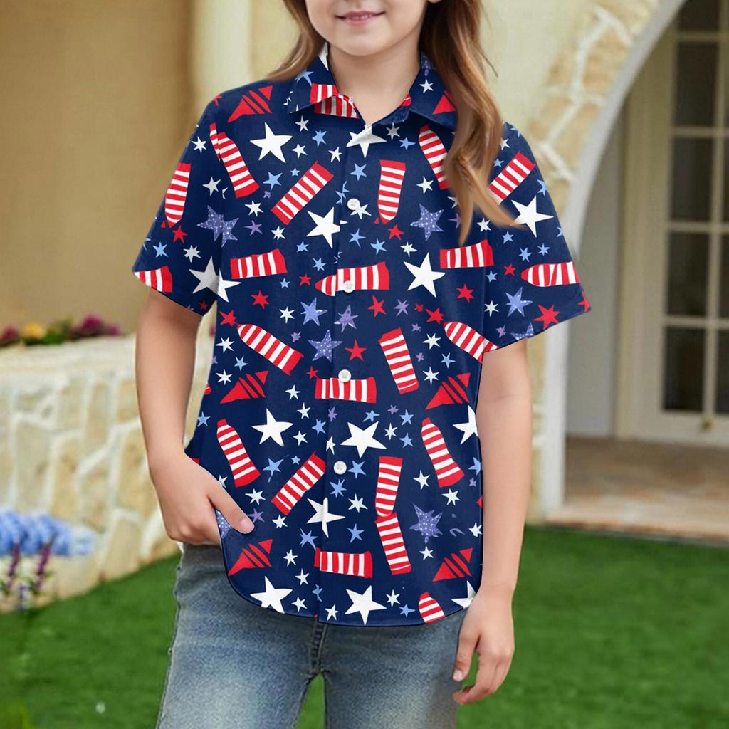 Summer Girls' Short Sleeve Blouse School Uniform Button-Up Shirt Kids Summer School Uniform Button Down Shirt