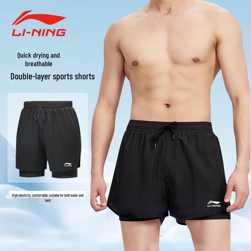 Li-Ning Men s 2-in-1 Quick-Dry Sports & Swim Shorts L