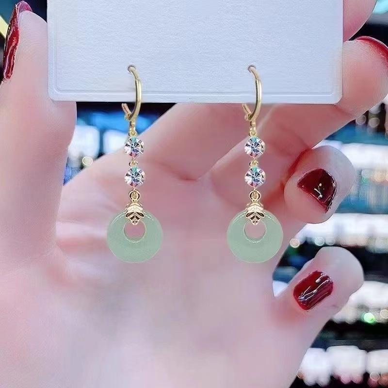 New Chinese Safety Buckle Earrings Women's Ancient Style Fringed Long Cheongsam Hanfu Earrings Retro Elegant Temperament Earrings