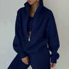 Damen 2026 Fleece Zweiteiler Lässiges Langarm Reißverschluss Hoodie Hose Outfit