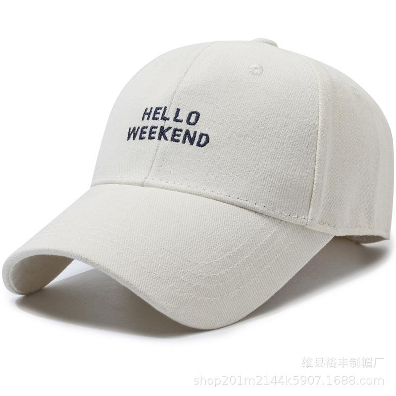 

Versatile face small big head circumference letter embroidery wide curved brim men s and women s baseball caps adjustable грязно-белый
