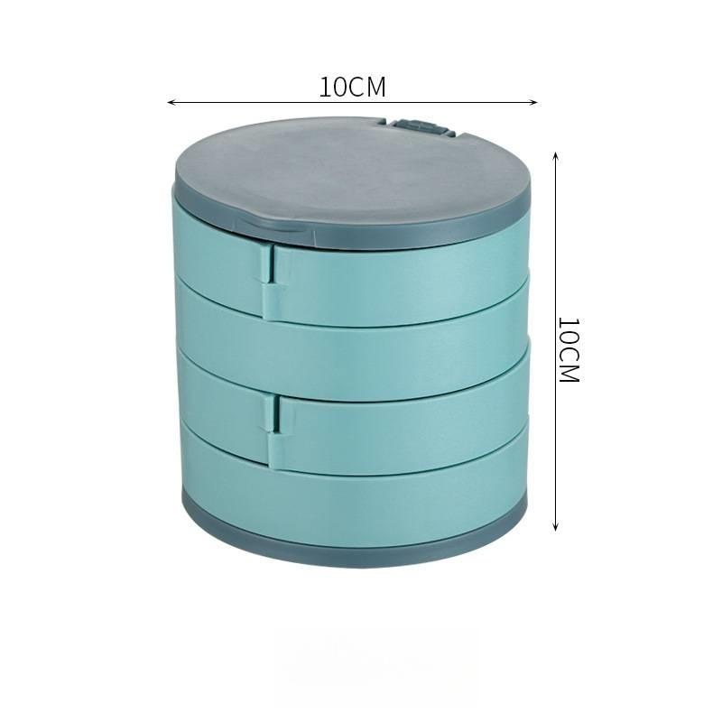 Rotating Four-layer Jewelry Box Necklace Earrings Ring Bracelet Storage Organizer Multilayer Compartment Storage Box with Mirror
