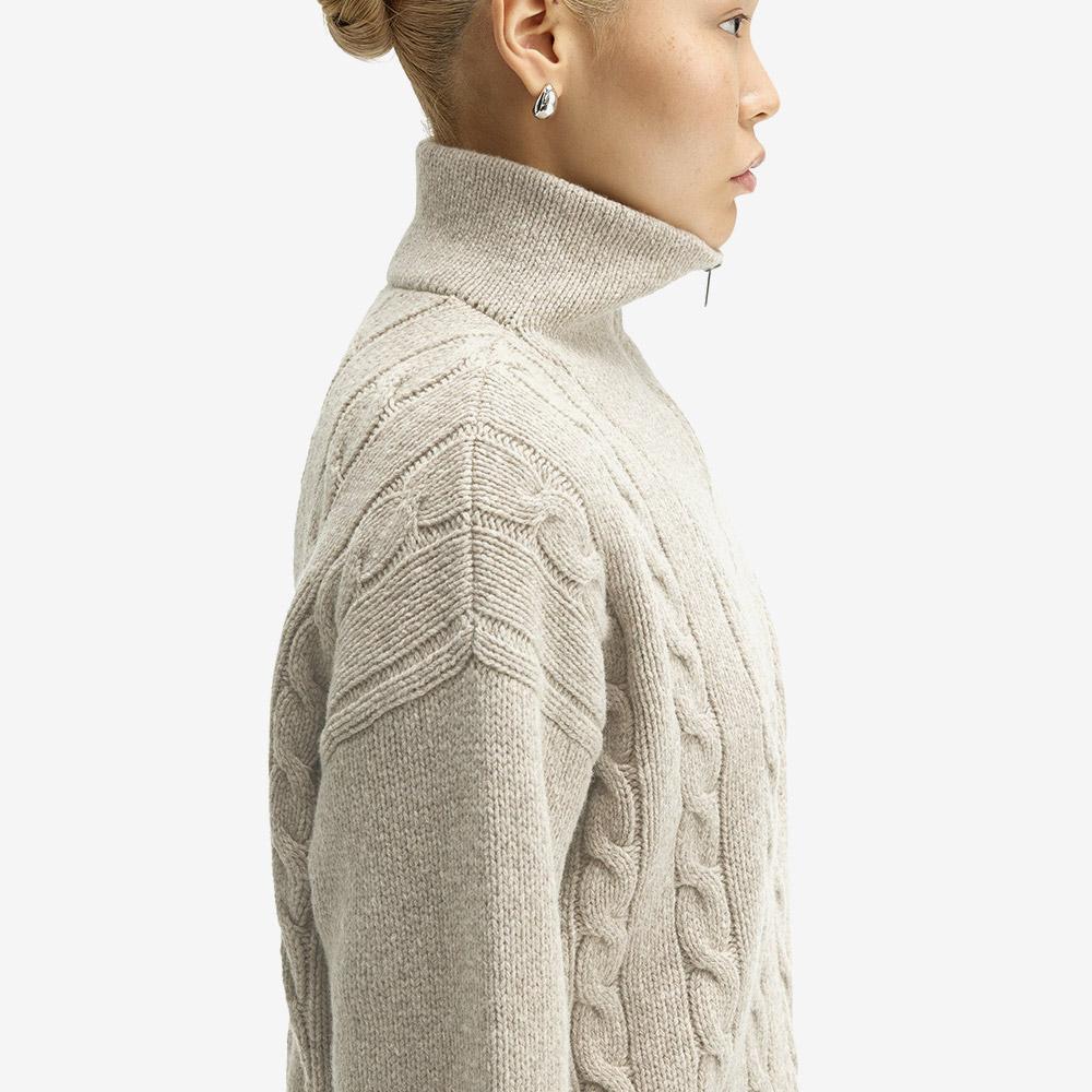 Fred Perry [Womens] Half Zip Cable Knit - Warm Oat Malle Afpf2531103-Z45