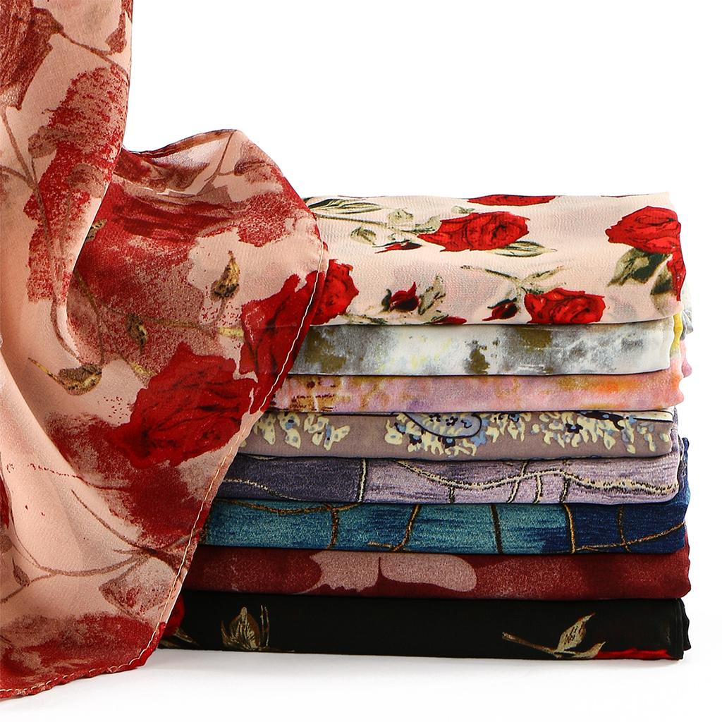 New Pattern Printed Chiffon Hijab Scarf For Woman Muslim Hijabs Shawl Fashion Long Wraps Female Headband Ethnic Islam Turban