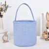 Gingham Easter Bucket for Kids Nursery Storage Bag New Baby Gift Basket with Handle for Easter Egg Hunts Parties