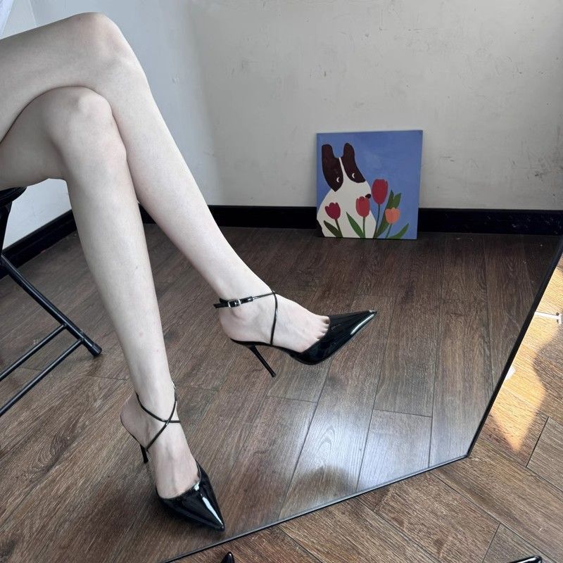 Thin heel pointed outer wear versatile casual comfortable sandals summer fashion niche design solid color high heel sandals