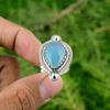 Gift For Women Multi Stone Adjustable Ring 925 Silver Natural Blue Chalcedony