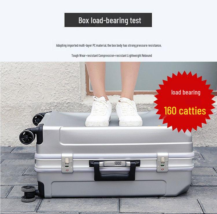 Kangaroo Leather Travel Suitcase - Durable, Large Capacity for Men, Women, and Students with Password Lock and Trolley Wheels.