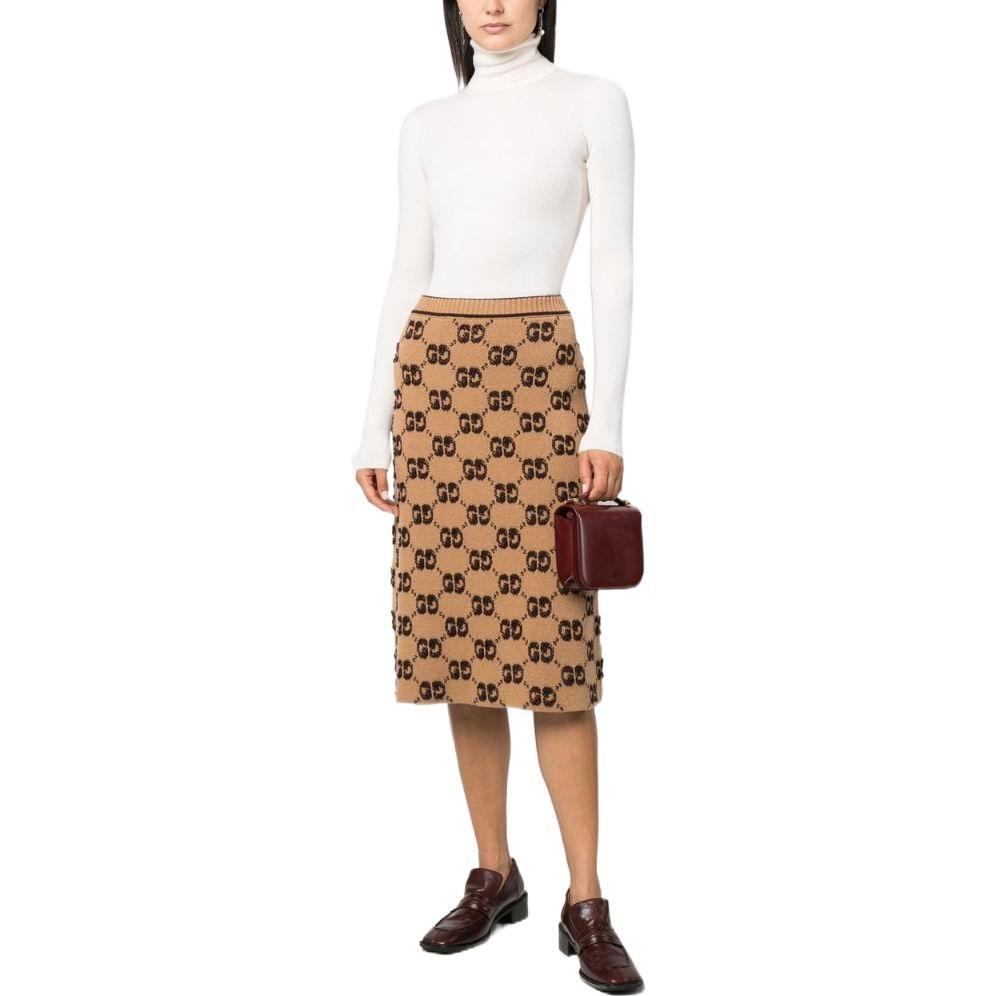 GUCCI Gg Jacquard A-Line Knit Skirt 713301-XKCNA-2668