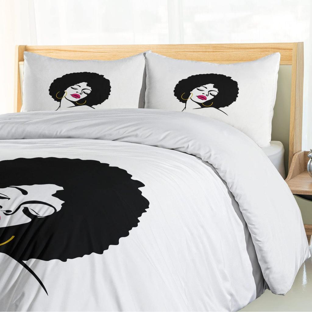 Female Pop Art Three-Piece Quilt Cover Digital Printing Bedding Set Bed Cover
