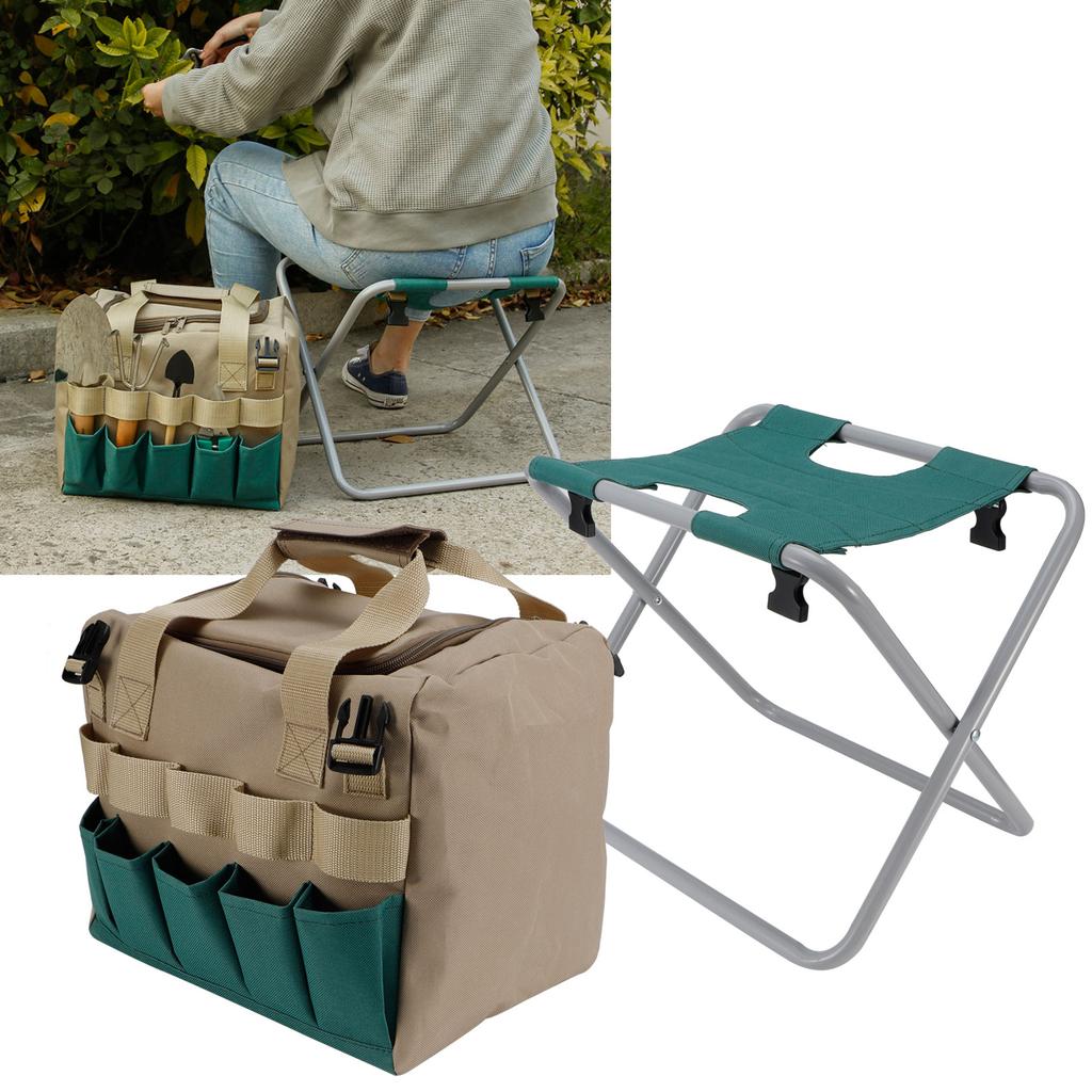 Multifunction Portable Folding Garden Stool Chair with Tool Bag for Outdoor Camping Supplies