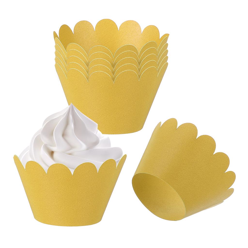 50pcs Baking Cupcake Wrapper Wraps Cake Box Baking Cups Standard Wave Decoration for Anniversary Birthday Weddings Parties