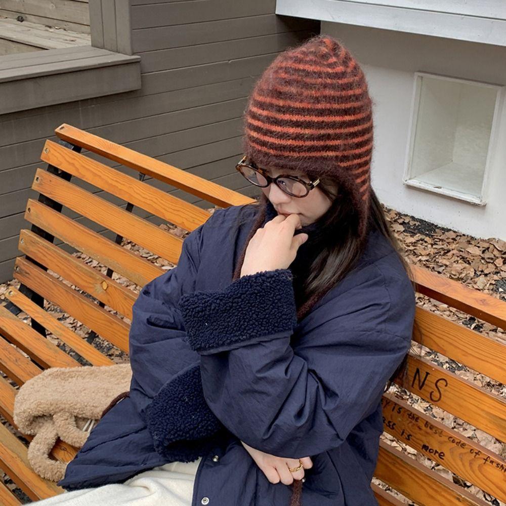 Cold-proof Knitted Hat Windproof Pullover Hat Fashion Warm Woolen Hat  Woman Girl