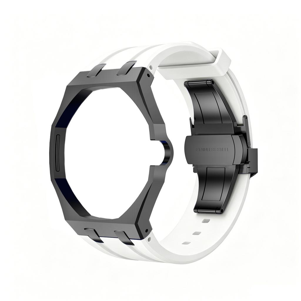 For Swatch X Royal Pop Stainless Steel Watch Case Wear Resist Silicone Sport Replacement Band for Sport Activities Daily Commute