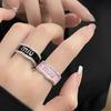 Women's Luxury Enamel Drip Oil Letter Ring with Diamonds