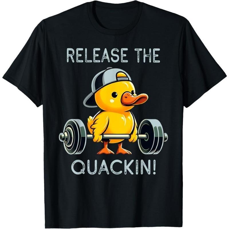 

Funny Duck Fitness Black Tshirt For Unisex Fun Humour Text 3D Print Hip Hop Tee Shirts Summer Gym Sport Breathable Fashion Top S