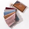 100% Wool Gradient Scarf Women Winter Thick Warm Shawl Double-Sided Two-Tone Elegant Lightweight Luxury
