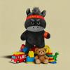 Cute Design Lucky Horse Figurine Black Color Zodiac Pony Figurine Horse Plush Doll  New Year Gift