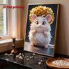 5D DIY Frameless Pearl Painting Hamster and Flowers Pattern Painting Kit Suitable for Home Living Room Bedroom and Other Wall Decoration Art Paintings
