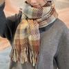 Mohair Winter Cashmere Scarves Tassel Long Shawl Retro Plaid Wool Scarf  Girl