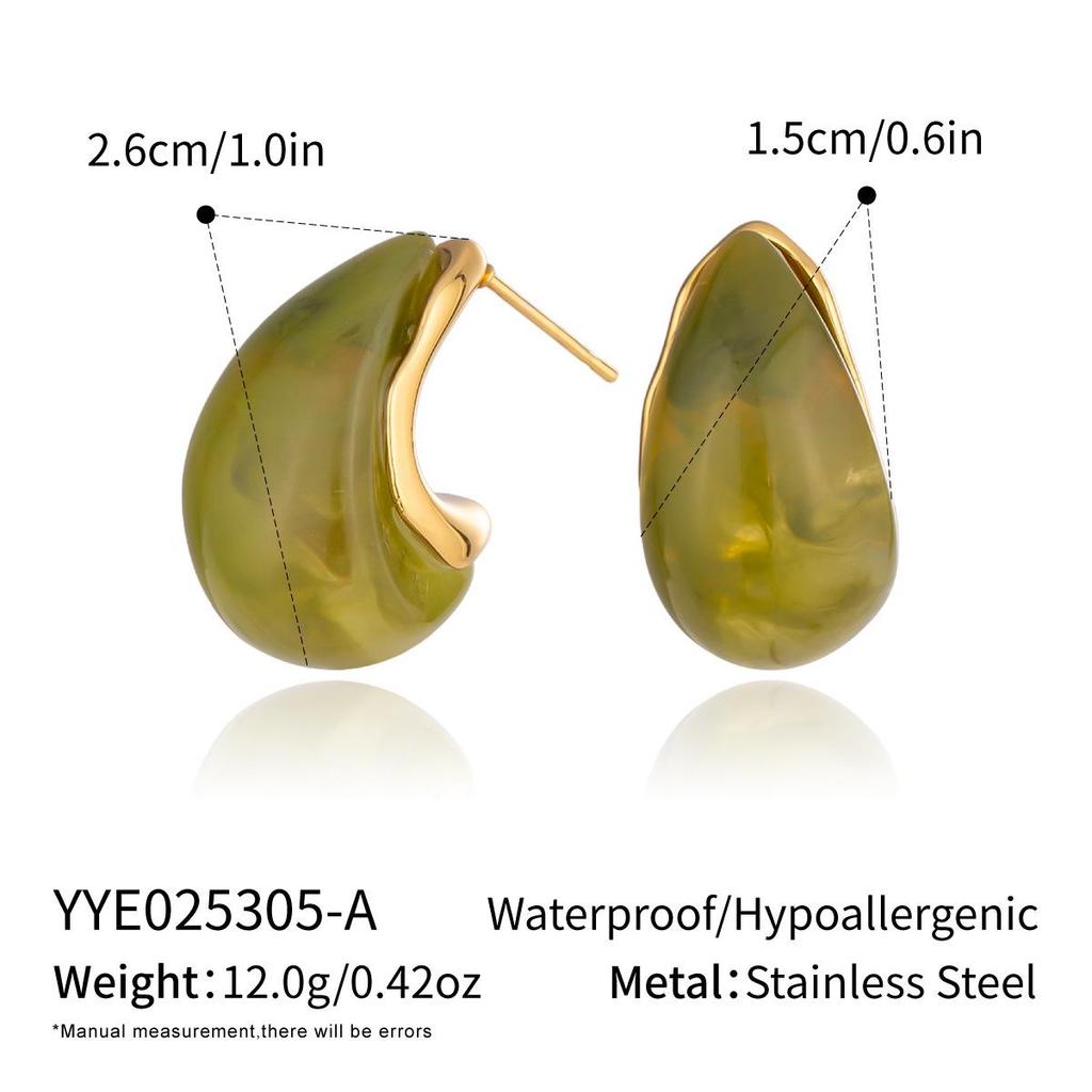 Xia Ling 18K Gold-Plated Dopamine Resin Stud Earrings for Women