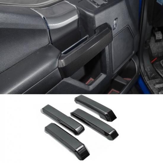 

Interior Door Handle Cover Trim Bezel For Ford F150 2015- Carbon Fiber Grain