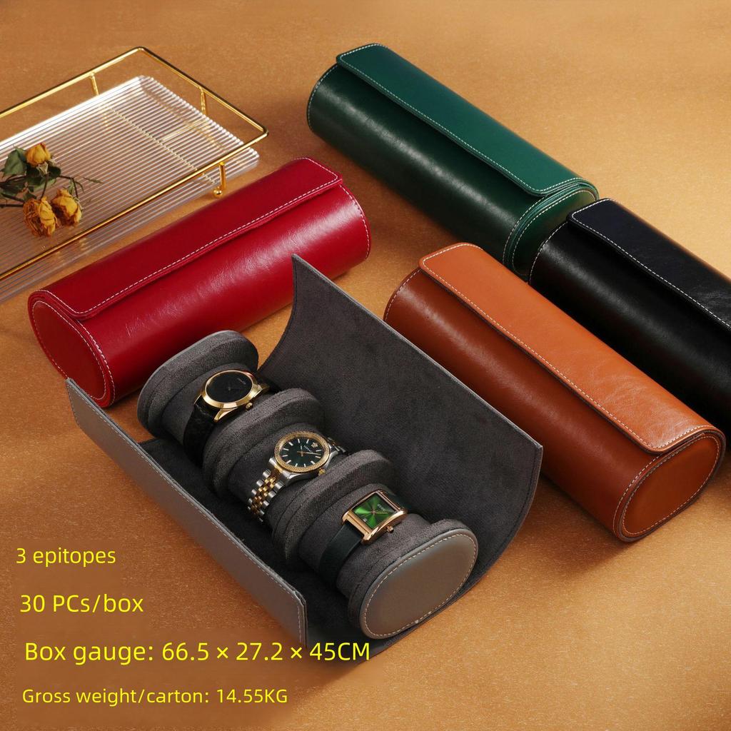 Green Submariner Leather Watch Box: Dustproof, Portable Protection for 1-3 Watches