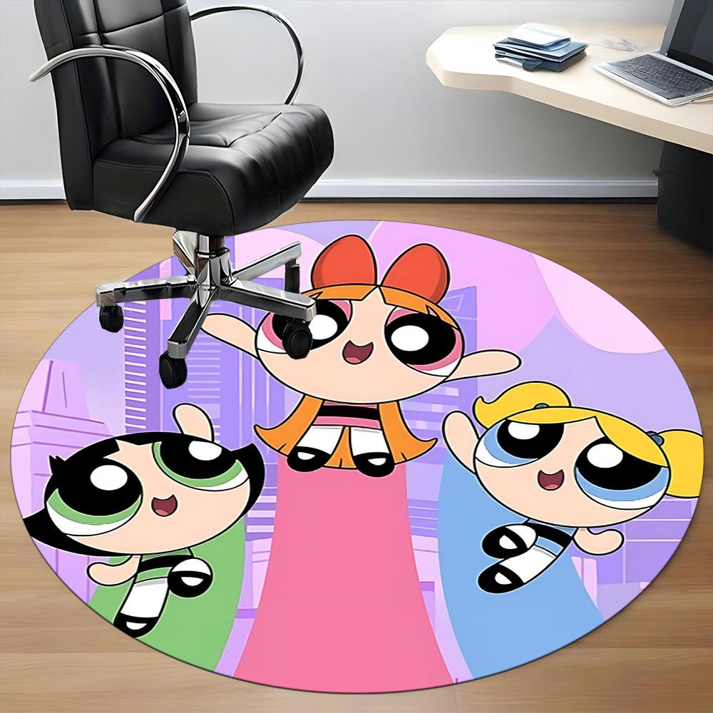 Powerpuff Girls Office Round Area Rug,  Under Office Chairs Bedroom Living Room Home Decor a0908186