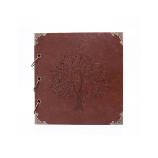 DIY Scrapbook Album, Faux Leather Black Card Photo Album with Ring Binding, Memory Book for Journaling, Retro Scrapbook A