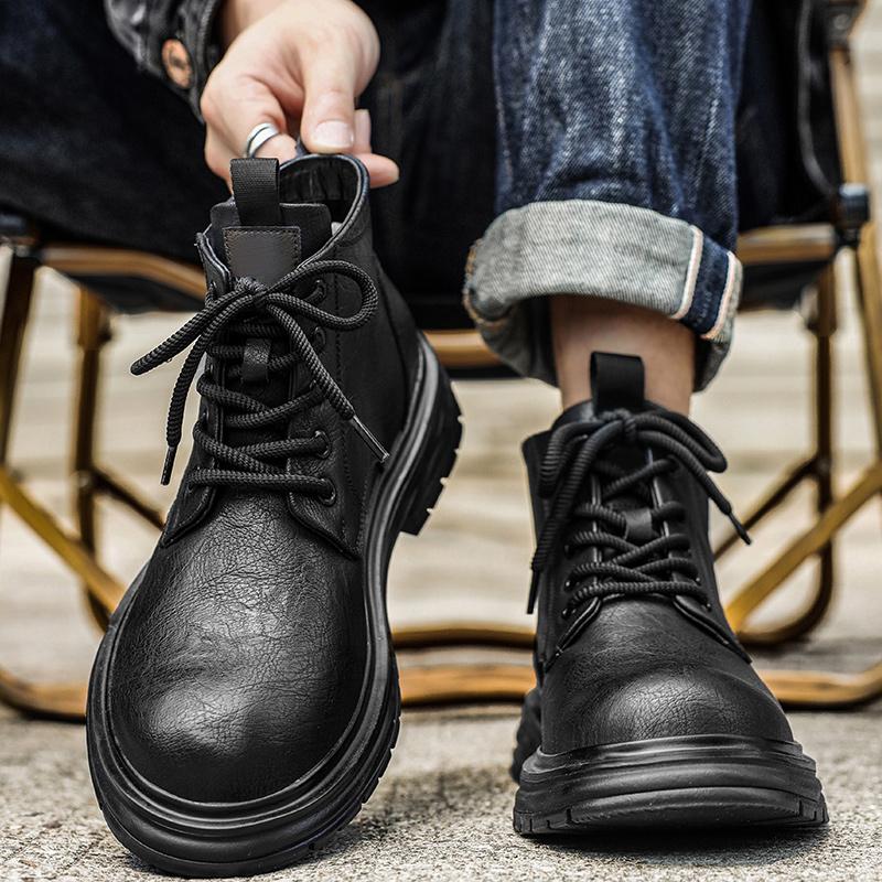 Luxury Brand Male Motorcycle Boots Handmade Male Comfortable High Top Shoe Outdoor Mens Sneakers All-match Men's New Ankle Boots