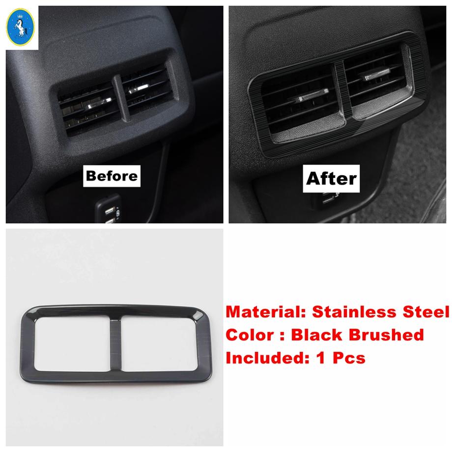 Stainless Steel Rear Armrest Box Air AC Conditioning Outlet Vent Frame Accessories Cover Trim For Chevrolet Equinox 2017 - Black Brushed A