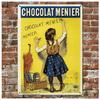 [Q9191] - Retro Metal Sign 'Chocolat Menier' Yellow Blue - 20x15 Cm