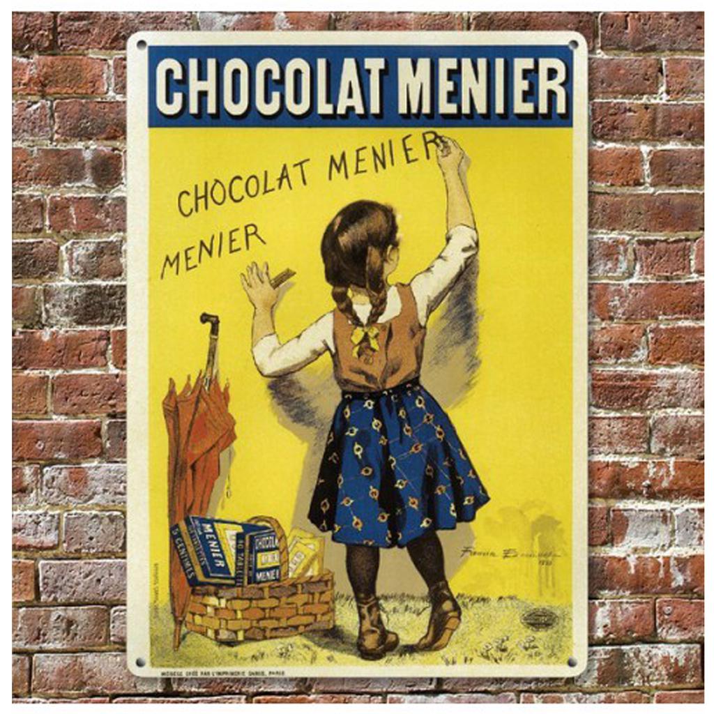 Les Trésors De Lily [Q9191] - Металлическая табличка в стиле ретро «Chocolat Menier» желто-синяя - 20x15 см