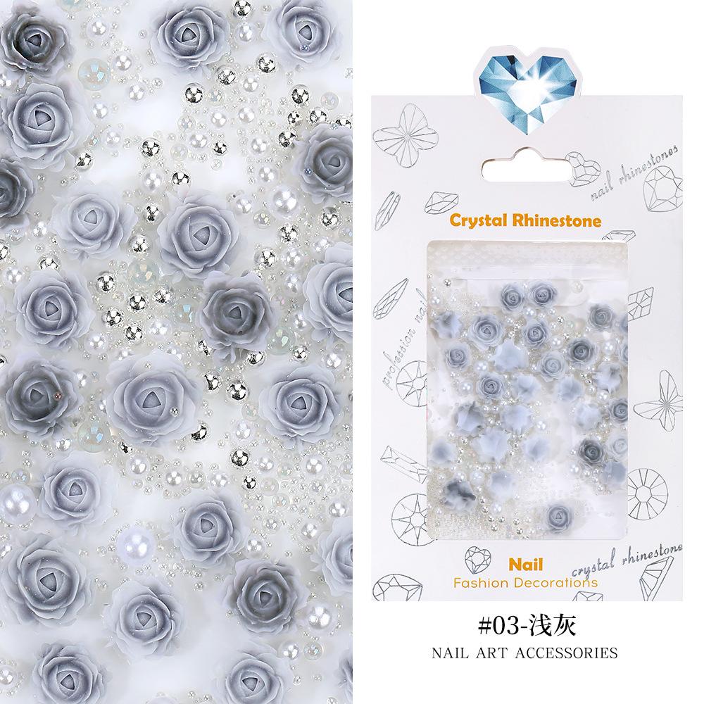 Rose Nail Art Trinket Three-Dimensional Flower Resin Size Pearl Steel Ball Mixed