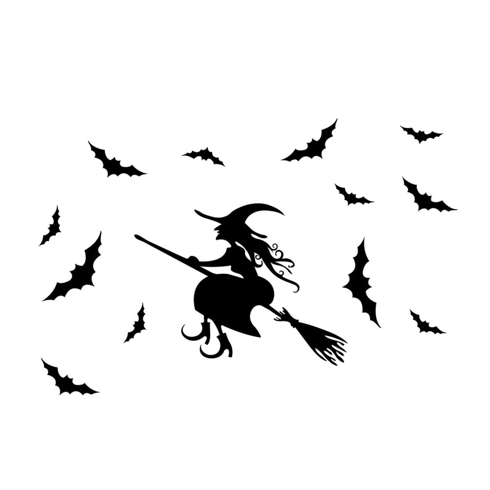 

Хэллоуин Наклейки для украшения гостиной Двусторонняя наклейка Кот Ведьма Наклейка на окно One Size белый