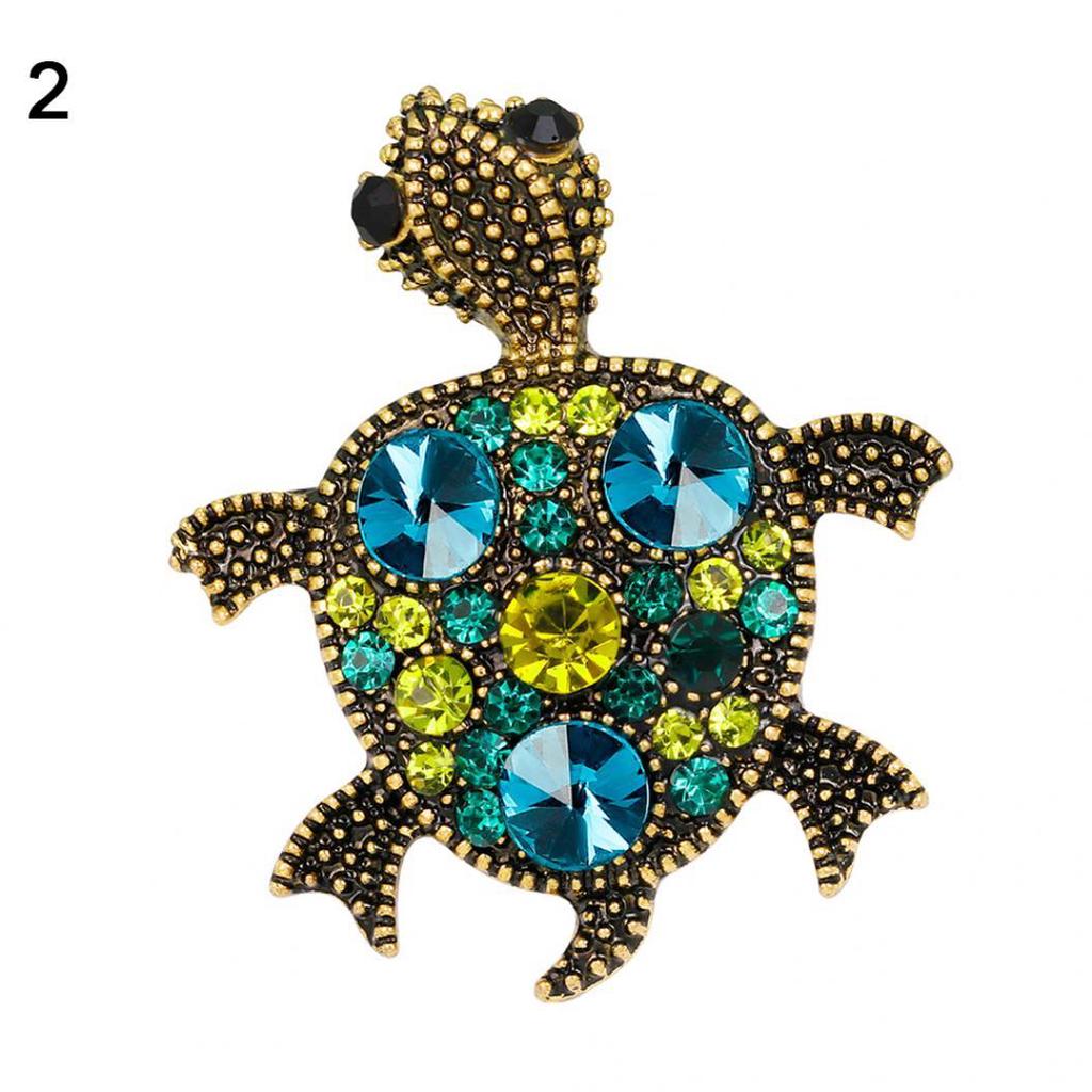 Multi-Color Rhinestone Tortoise Bouquet Party Brooch Pin Dress Scarf Accessory KTJ