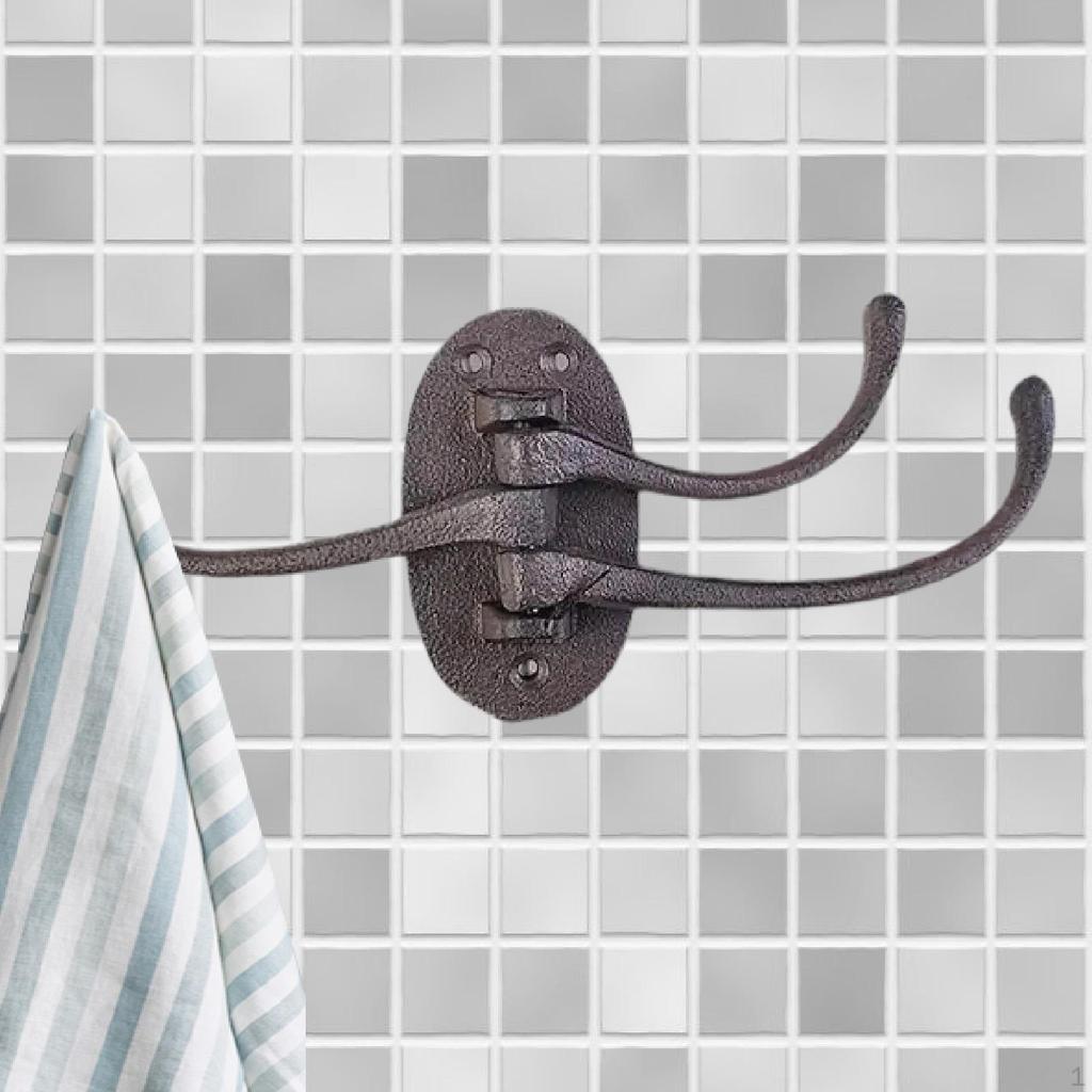 Cast Iron Hook Hanging Coat Hanger Key Holder Robe Towel Storage Swivel Wall for Jackets