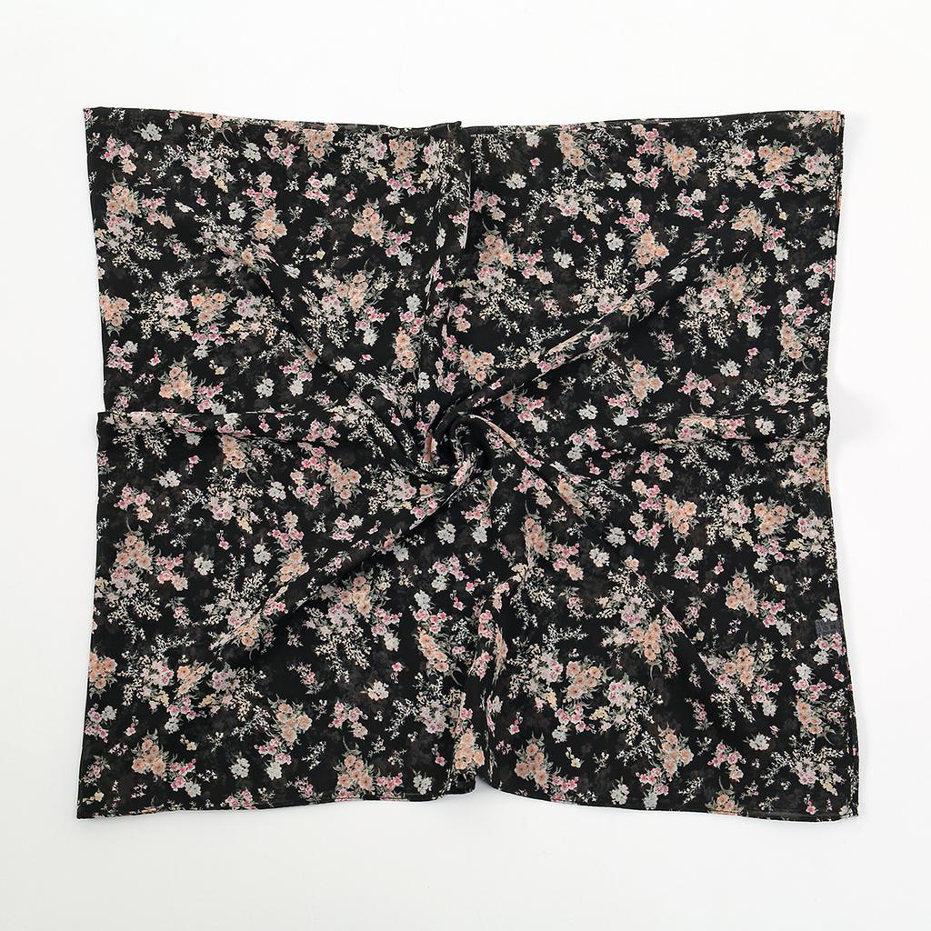 145*145CM Écharpe Carrée Florale Imprimée Chiffon Hijabs Écharpes Pour Femmes Châles Musulmans Foulard Enveloppant Bandeau Bufandas