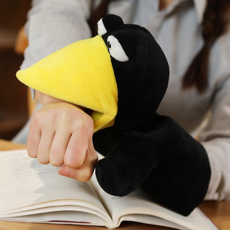 New Funny Glove Crow Foxes Plush Hand Puppets Soft Stuffed Cartoon Telling Learning Funny Accompany Toy Kids Birthday Gift