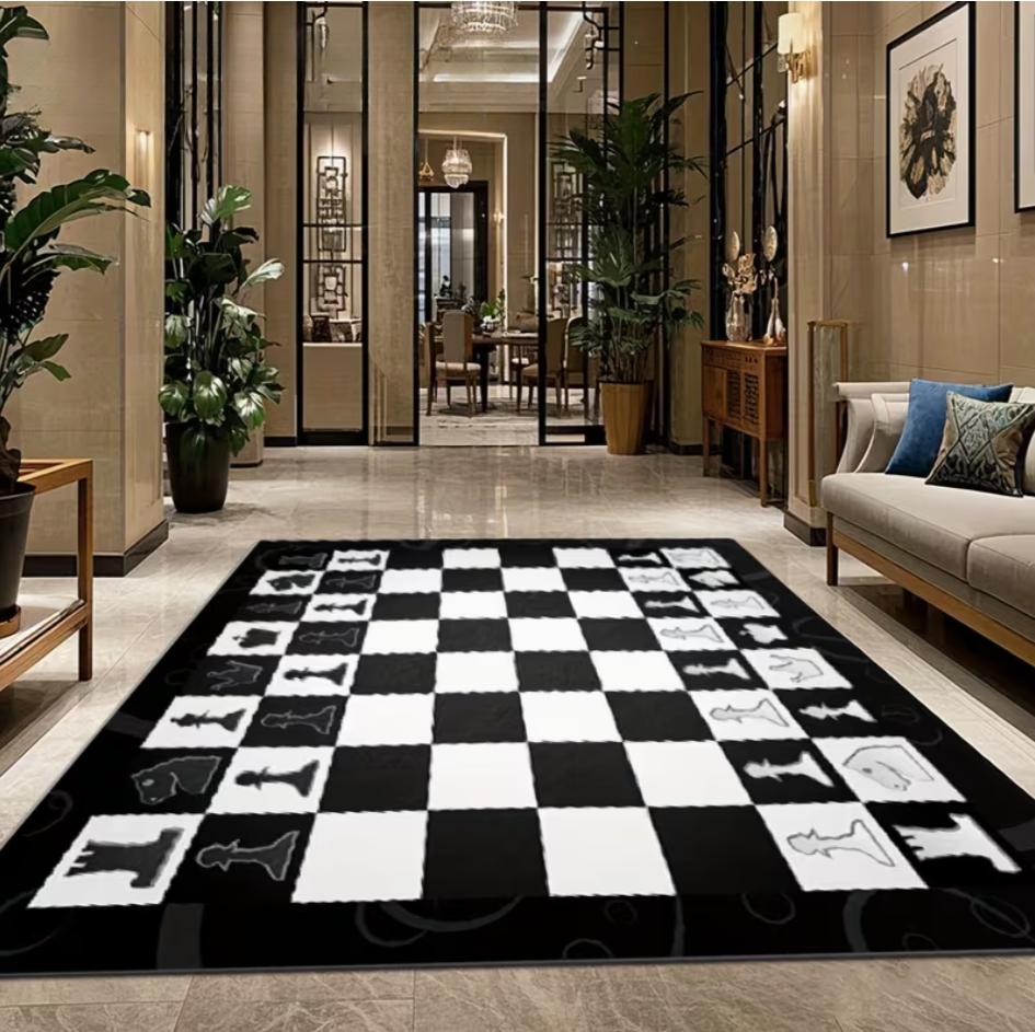 

Vintage Chess Design Rug Soft Texture Anti-slip Base & Quick To Clean Perfect for Elegant Home Decor or Cozy Vacation House 40x60cm