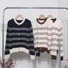 Korean Style Retro Color Block Striped Cardigan Sweater - Thickened Autumn/Winter Outerwear Women