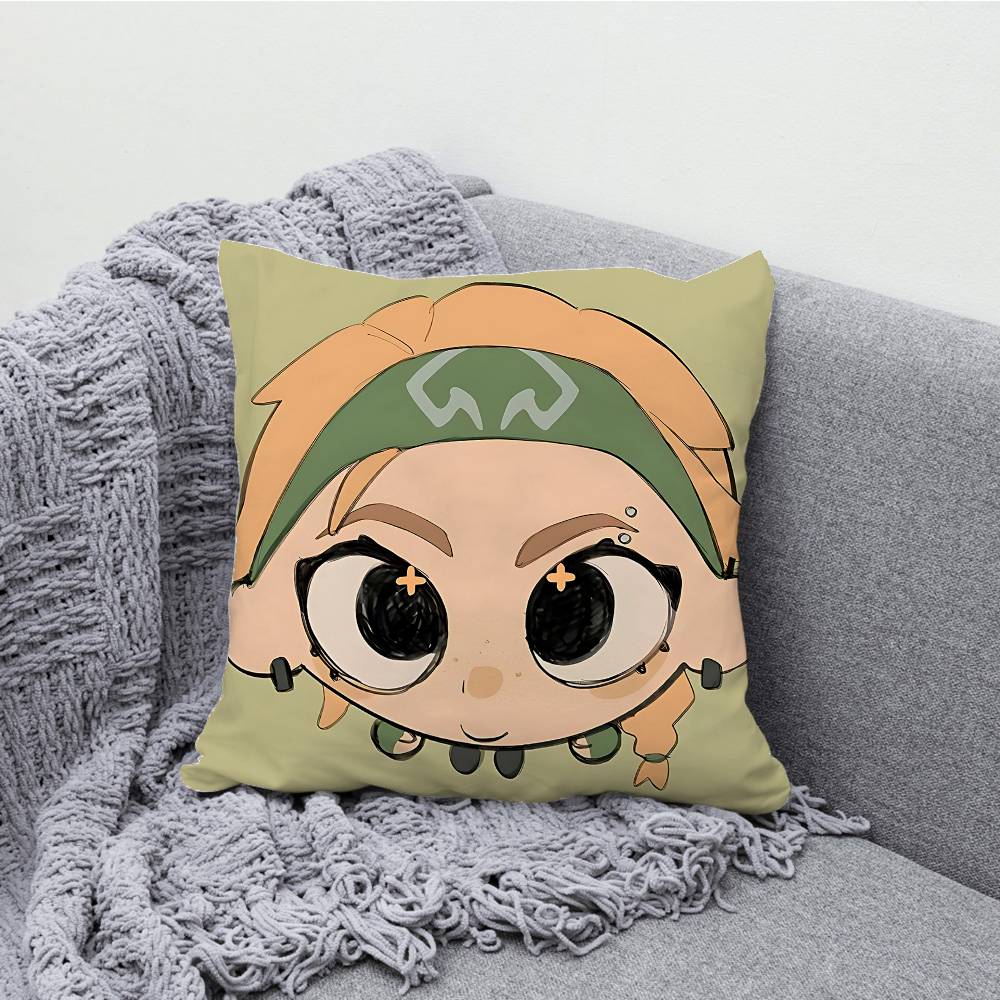 V-ValorantES Chibi Pillowcases Bedroom Living Room Sofa Home Decor Polyester Cushion Cover with Zipper