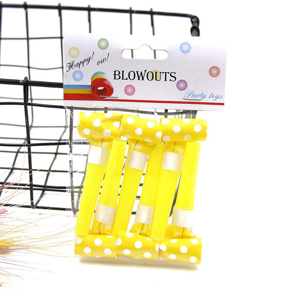 

6 шт./упак. свистки с разноцветными точками, дождевой шелк для детей, украшения для дня рождения, детские игрушки, подарок жёлтый
