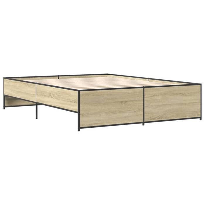 VidaXL Bed Frames Sonoma Oak 140x200 Cm Engineered Wood and Metal, Bed, Guest Bed, Double Bed, Bedroom Furniture At 3279888