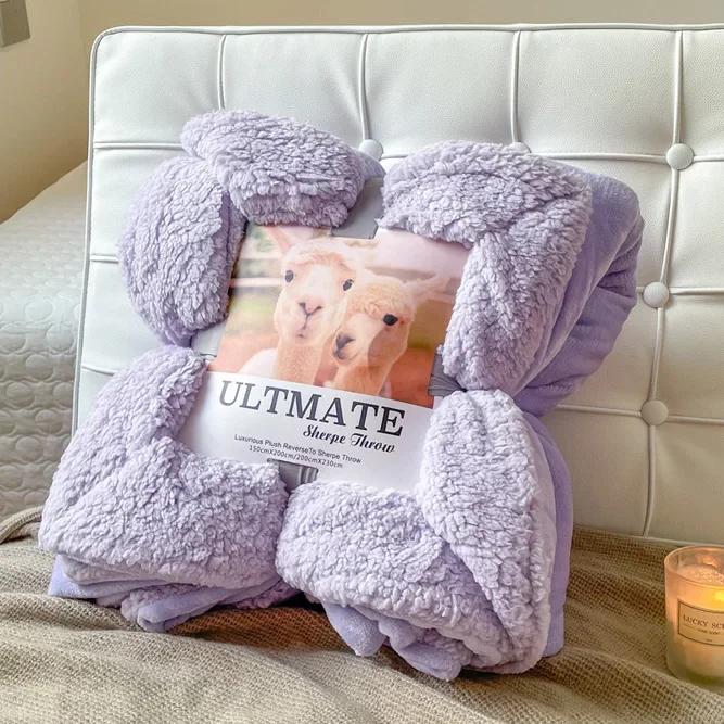 Fashion Best-selling Lamb Wool Blanket Solid Color Thickened Blanket Lunch Break Blankets Warm Bed Sheet Mantas De Cama Cobijas