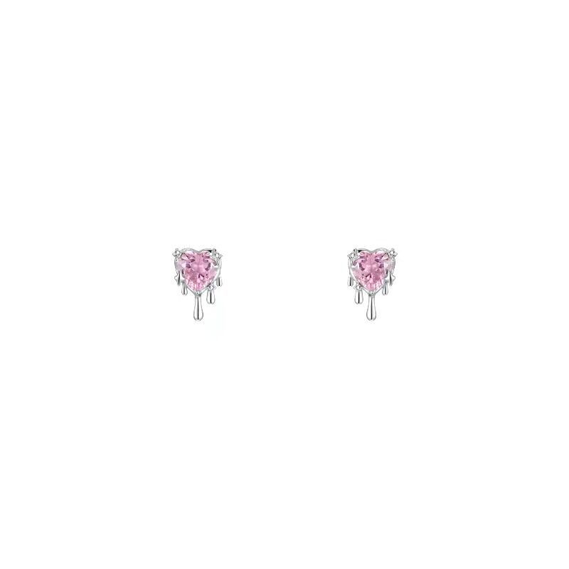 S Silver Needle Liquid Love Earrings Earrings Women's Niche Design Sense Temperament Light Luxury Simple Earrings Women's High Sense