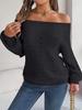 Real Shot 2025 Autumn/Winter Off-Shoulder Lantern Sleeve Sweater - Women's Solid Color Casual Wear