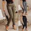 Elegante Damen-Bürohosen Hosen für Damen Einfarbige Knöchelgebundene mit Reißverschlusstaschen Knopf für Herbst Winter