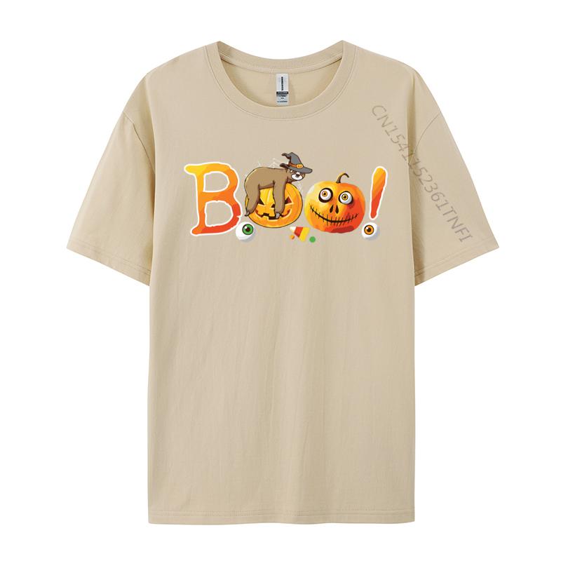 Clothing Funny Halloween Boo Sloth Pumpkin T Shirts Unisex Tee Shirts Graphic Unisex Tops Tees Clothes Retro Cotton