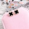 925 Silver Four-Leaf Clover Star Earrings, Korean Style, Slim Design for Women